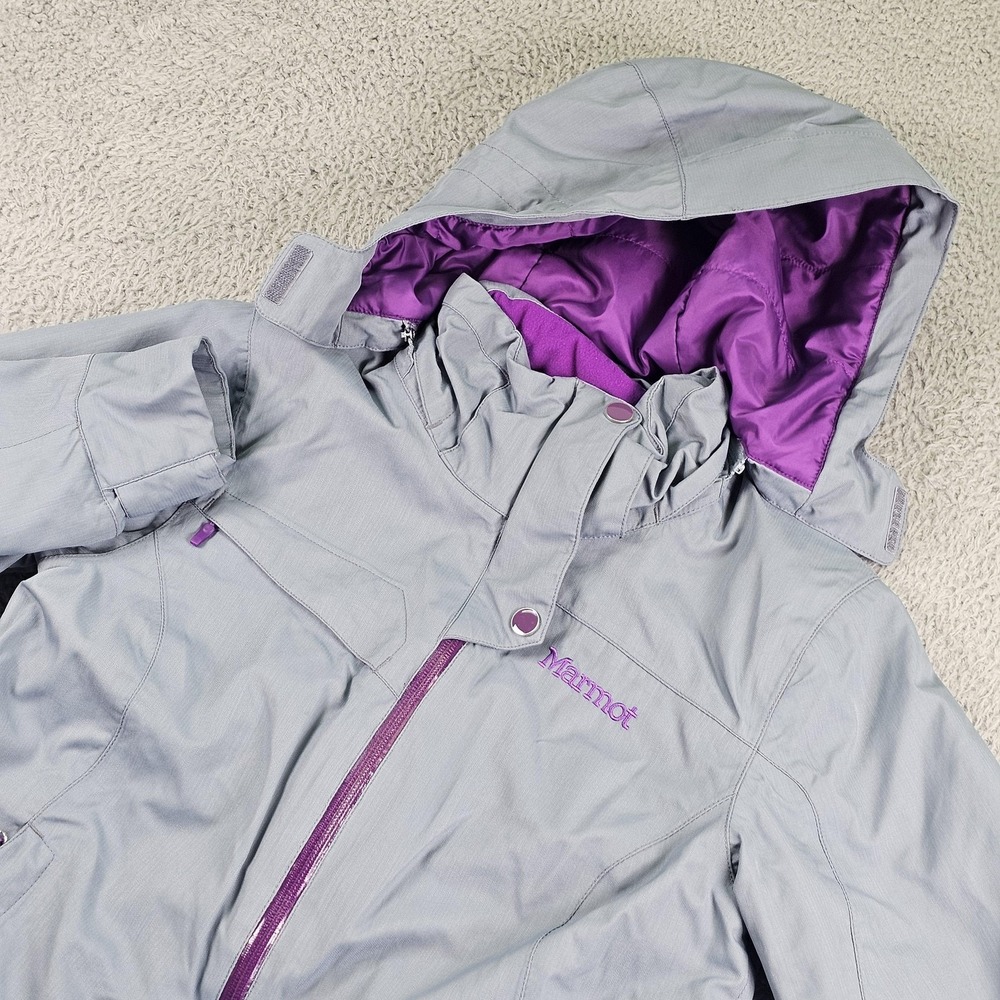 Marmot Jacket Womens Medium Gray MemBrain Insulated Hooded Waterproof Ski Snow